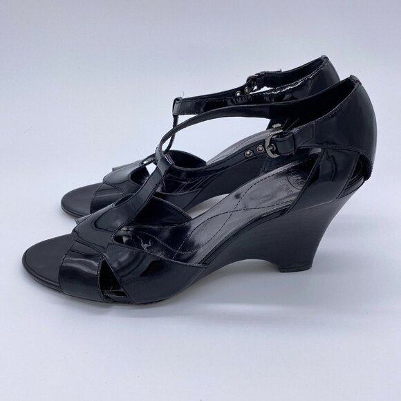 CIRCA Joan & David Black Patent Sandals - Picture 7 of 12